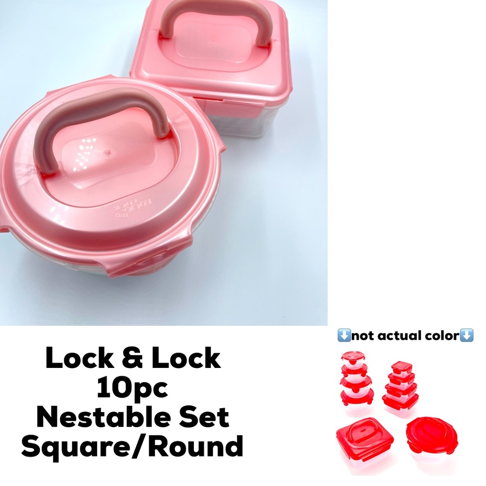 COPY - Lock & Lock 10pc Nestable Bowls & Square Storage Set - ROSE GOLD - NIB